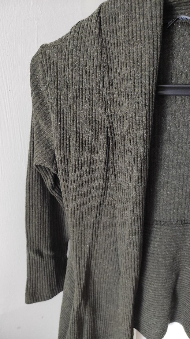 Haki Şal Yaka Kadın Hırka - Görsel 2