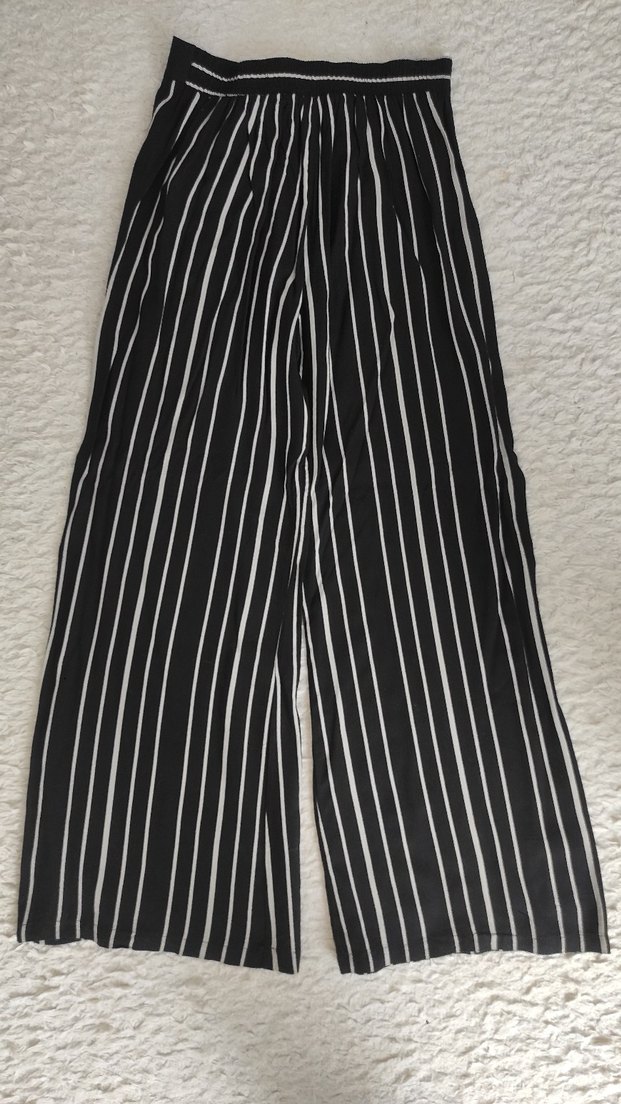 Kadın Çizgili Kumaş Pantolon - Görsel 2