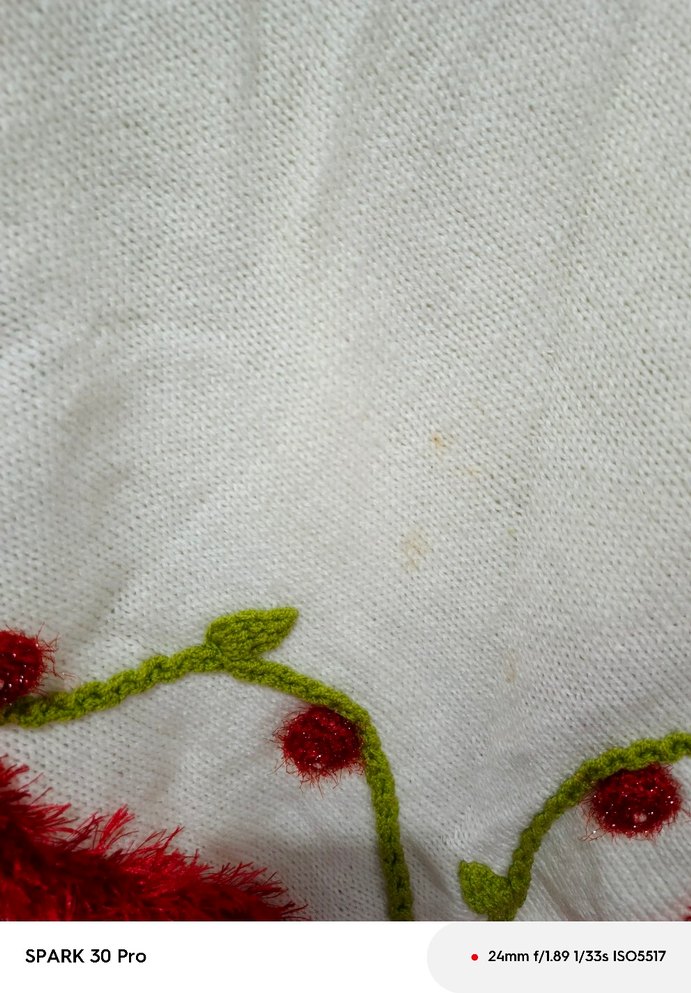 Kız Çocuk Beyaz Nakışlı Bohem Triko Panço - Görsel 2