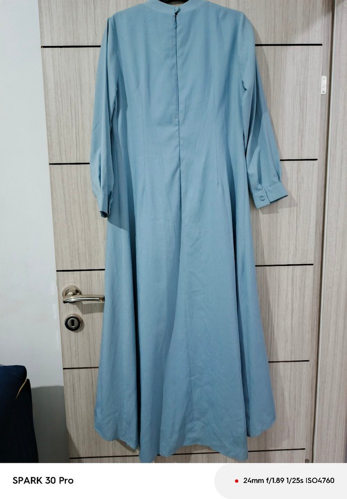 Mavi Uzun Kollu Kot Elbise - Görsel 2