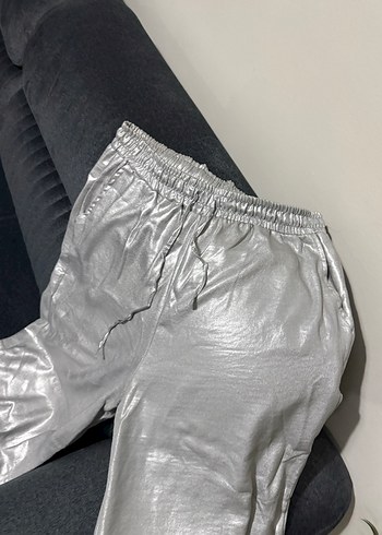 Gri Salaş Midi Kadın Keten Pantolon - Görsel 3