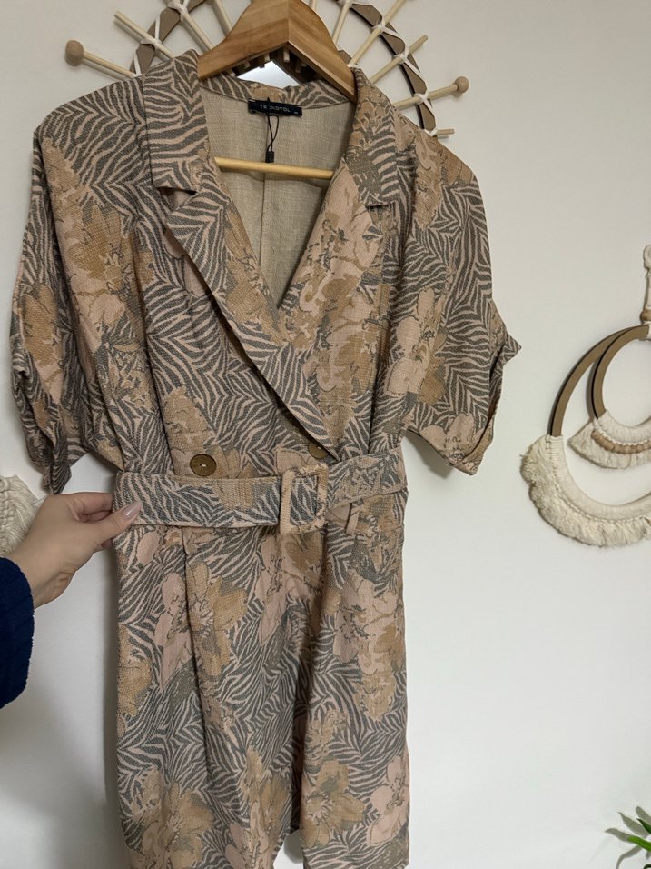 Kadın Keten Zebra Desenli Mini - Görsel 2