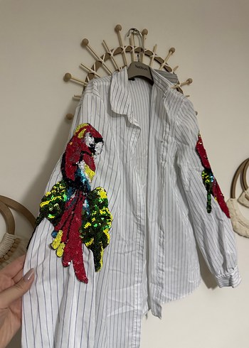 Nakışlı Bohem Uzun Kollu Kadın Gömlek - Görsel 2