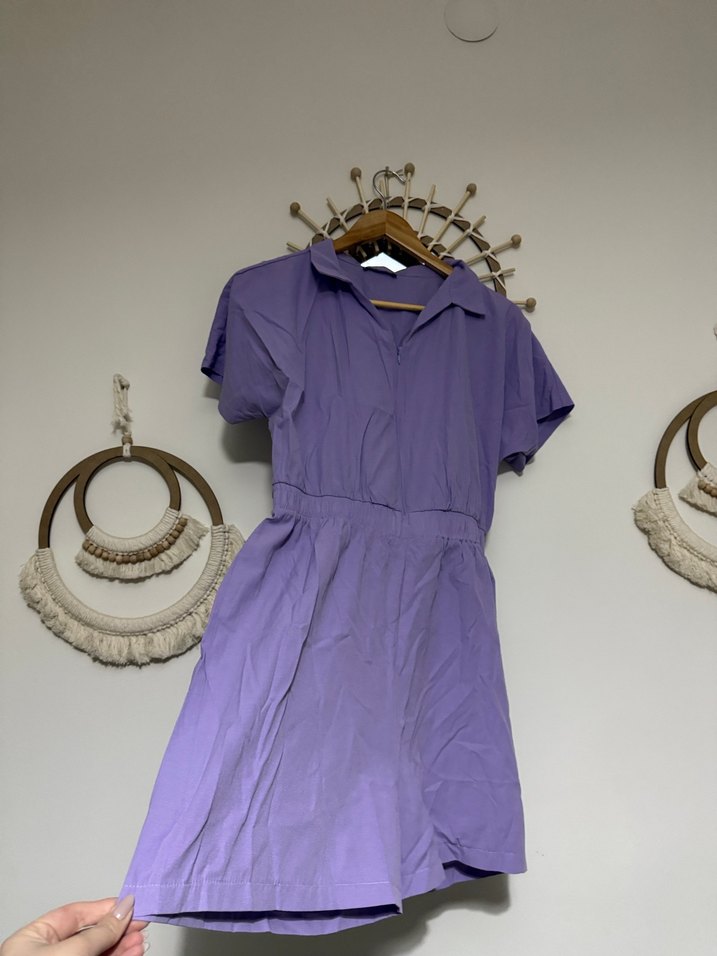 Kadın Mor Keten Midi Tulum - Görsel 2