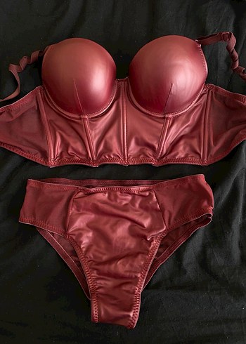 Bordo Mini Goth Sütyen Takımı - Görsel 2