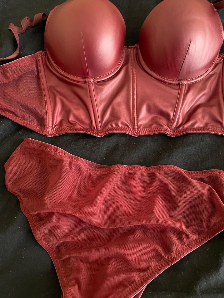 Bordo Mini Goth Sütyen Takımı - Görsel 4