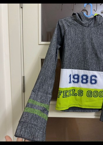 Erkek Çocuk Gri Kapüşonlu Uzun Kollu Sweatshirt - Görsel 2