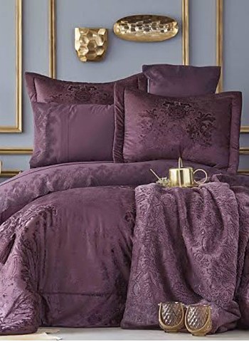 Mürdüm renk gelin çeyiz yatak örtüsü - Görsel 2