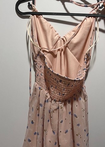 Boyundan Bağlamalı Mini Çiçekli Elbise - Görsel 2