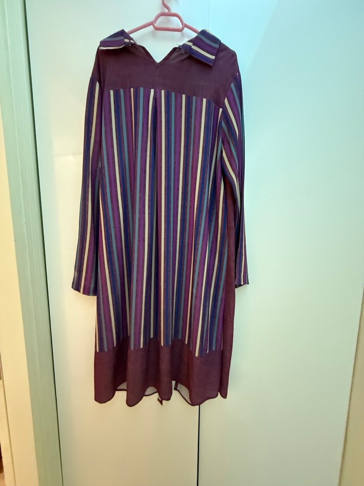 Bordo Bağlama Desenli Uzun Kollu Tunik - Görsel 2