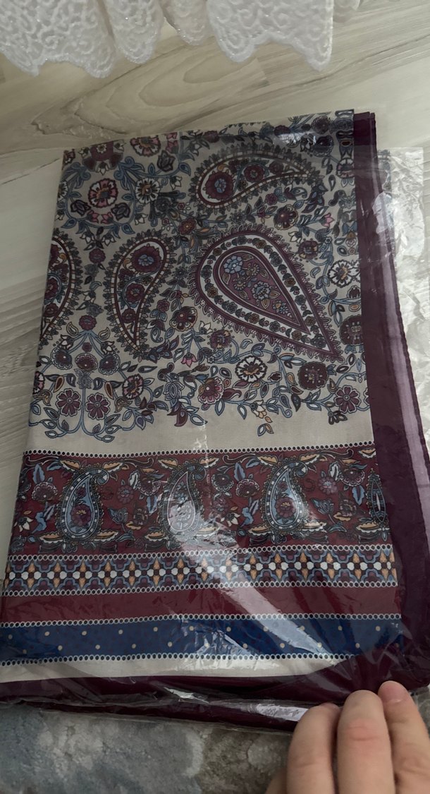 Bordo Bohem Drapeli Kadın Şal - Görsel 2