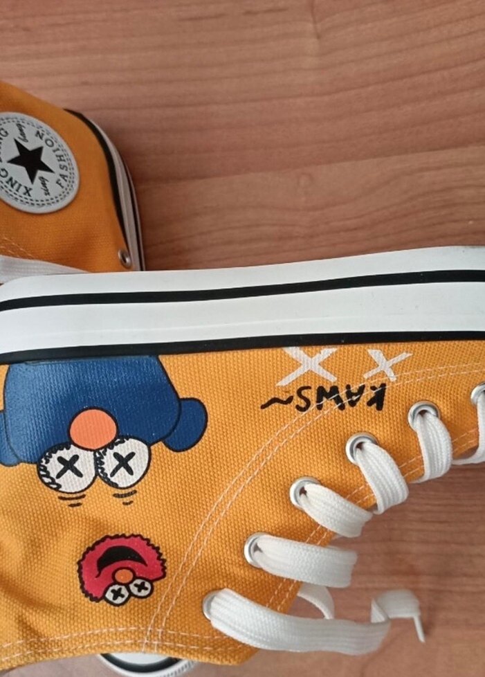 Sarı Baskılı Sokak Tarzı ithal converse - Görsel 3