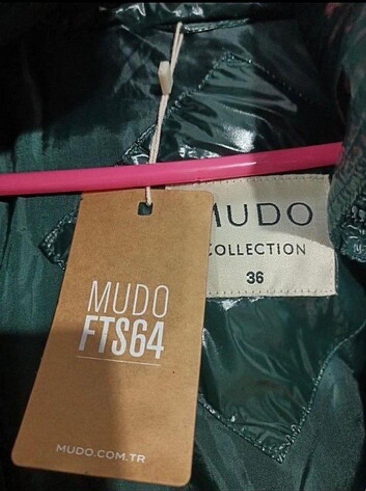 Kürk Detaylı Uzun Parlak Yeşil Kadın Kışlık Mont - Görsel 2