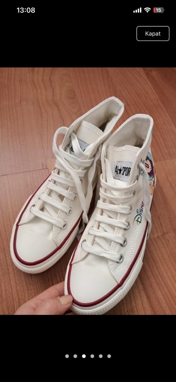 Renkli Baskılı Beyaz converse - Görsel 3