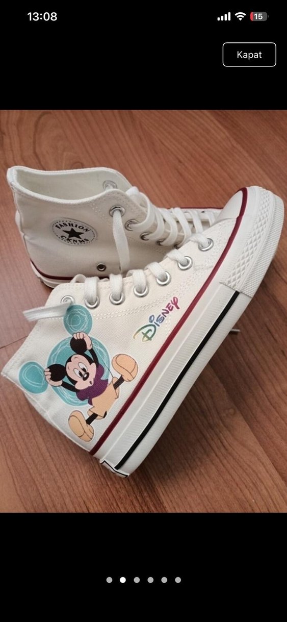 Disney Baskılı Beyaz Dolgu converse - Görsel 2