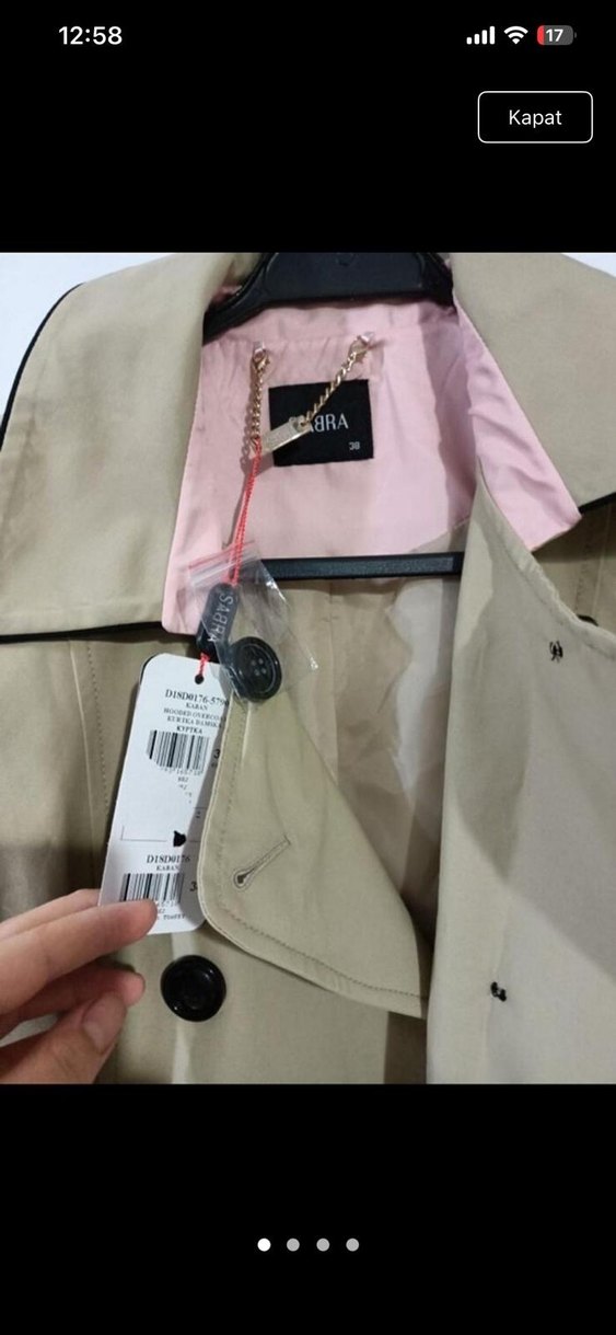 Bej Kemerli Kadın Trençkot - Görsel 3