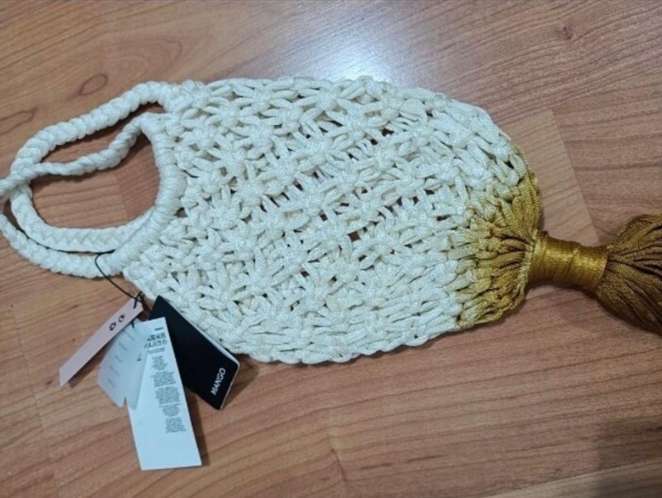 Beyaz Örgü Bohem Kadın Çanta - Görsel 3