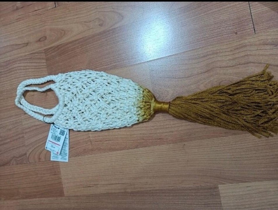 Beyaz Örgü Bohem Kadın Çanta - Görsel 2