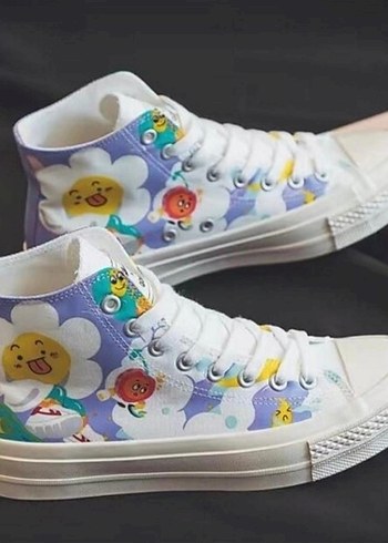 Beyaz Pastel Baskılı ithal converse - Görsel 2