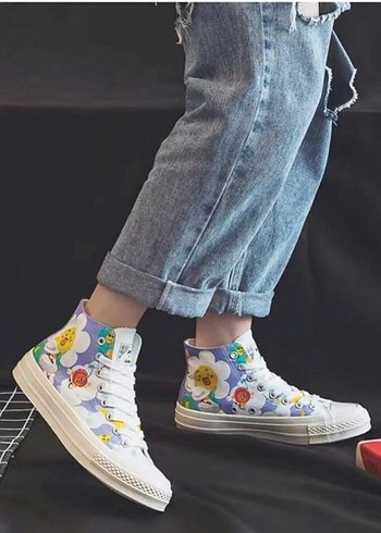 Beyaz Pastel Baskılı ithal converse - Görsel 3