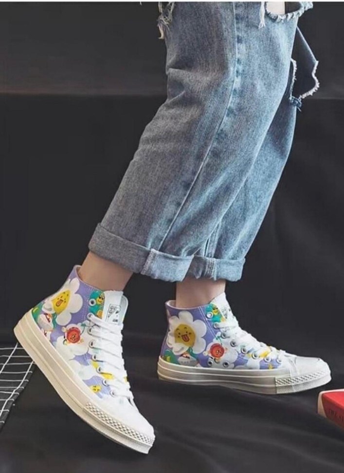 Beyaz Pastel Baskılı ithal converse - Görsel 3