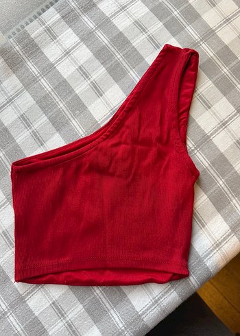 Kırmızı Tek Omuz Crop Top - Görsel 2