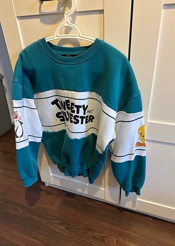 Turkuaz Baskılı Oversize Kadın Sweatshirt - Görsel 2