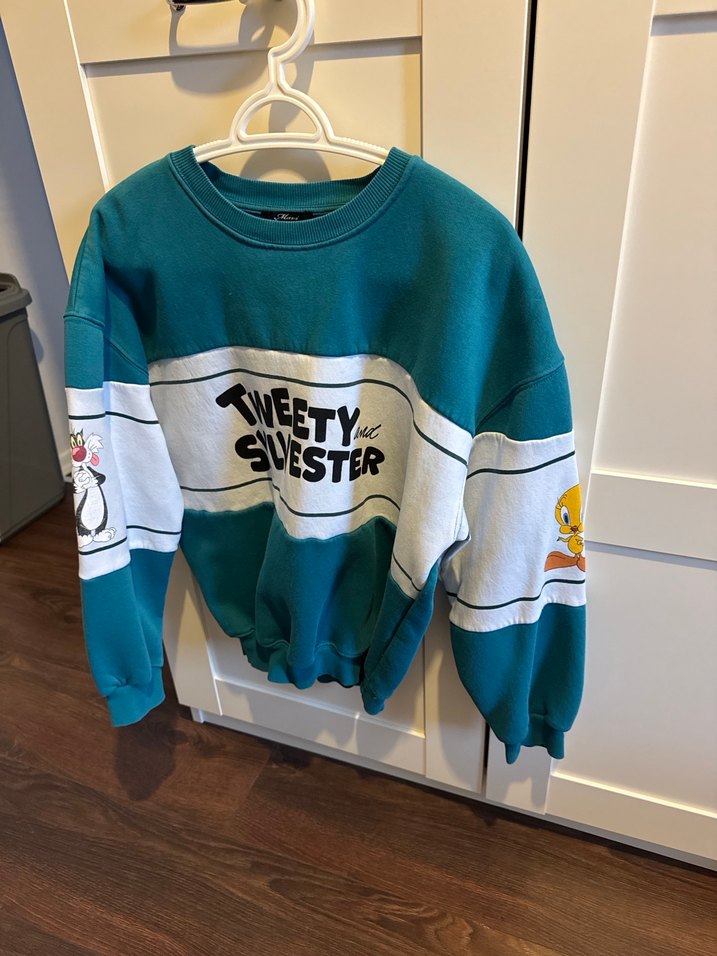 Turkuaz Baskılı Oversize Kadın Sweatshirt - Görsel 2