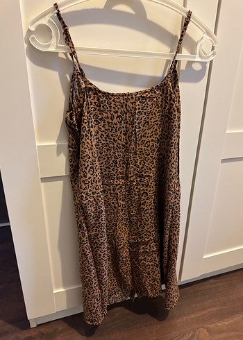 Kadın Leopar Desenli Askılı Mini elbise - Görsel 2