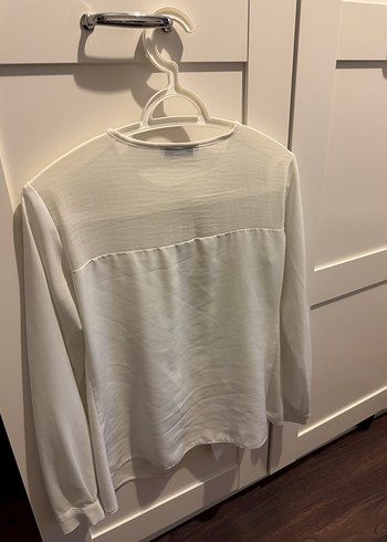 Düğmeli Beyaz Kadın tül Gömlek - Görsel 2