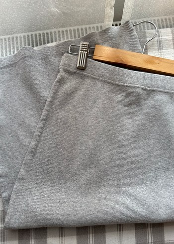 Gri Midi ribana etek - Görsel 2