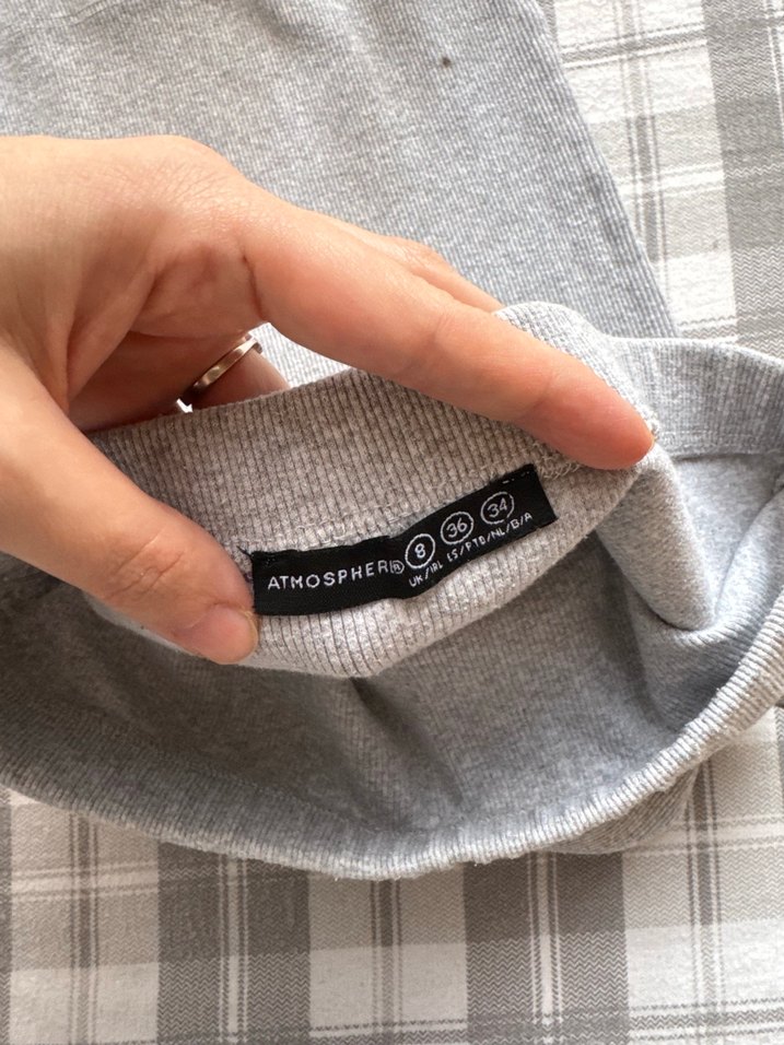 Gri Midi ribana etek - Görsel 3