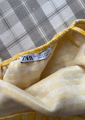 Sarı Kareli elbise - Görsel 4