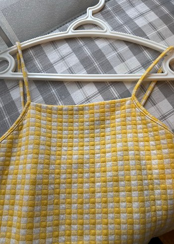 Sarı Kareli elbise - Görsel 3