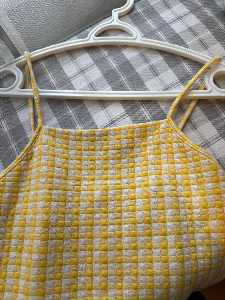 Sarı Kareli elbise - Görsel 3