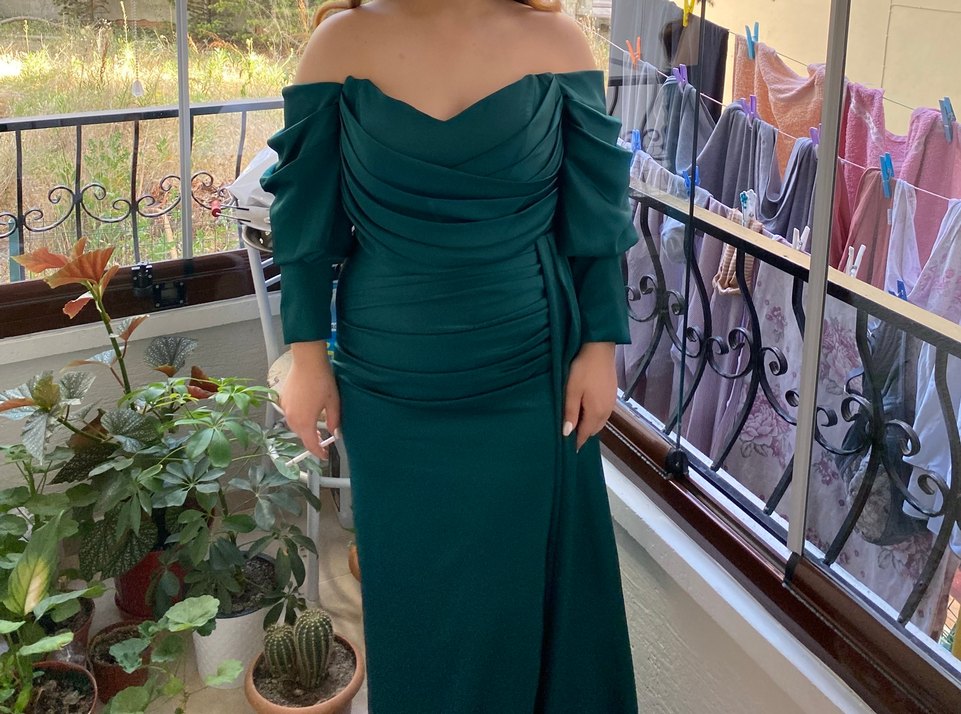 Kadın Uzun Klasik Elbise, Uzun Kollu, - Görsel 2