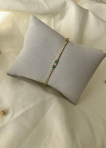 Yeşil İşlemeli İnce taşlı Bileklik - Görsel 2