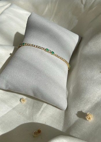 Yeşil İşlemeli İnce taşlı Bileklik - Görsel 3