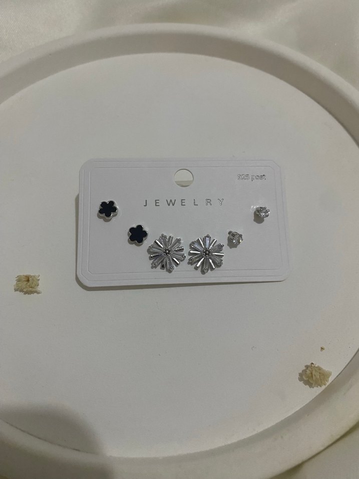 Gri Beyaz Mini Sıralı Küpe Seti - Görsel 2