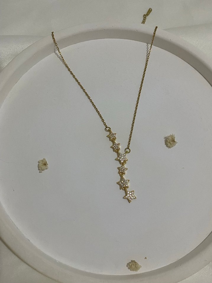 Minimalist Uzun Zincir Detaylı Altın renk Çelik Kolye - Görsel 2