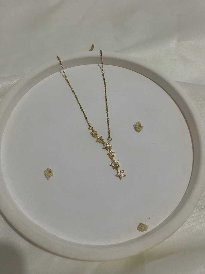 Minimalist Uzun Zincir Detaylı Altın renk Çelik Kolye - Görsel 3