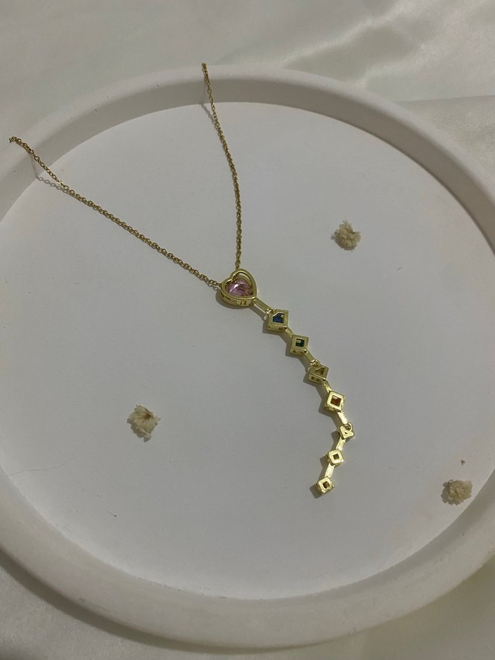 Altın Renkli Midi Bohem Çelik Kolye - Görsel 2