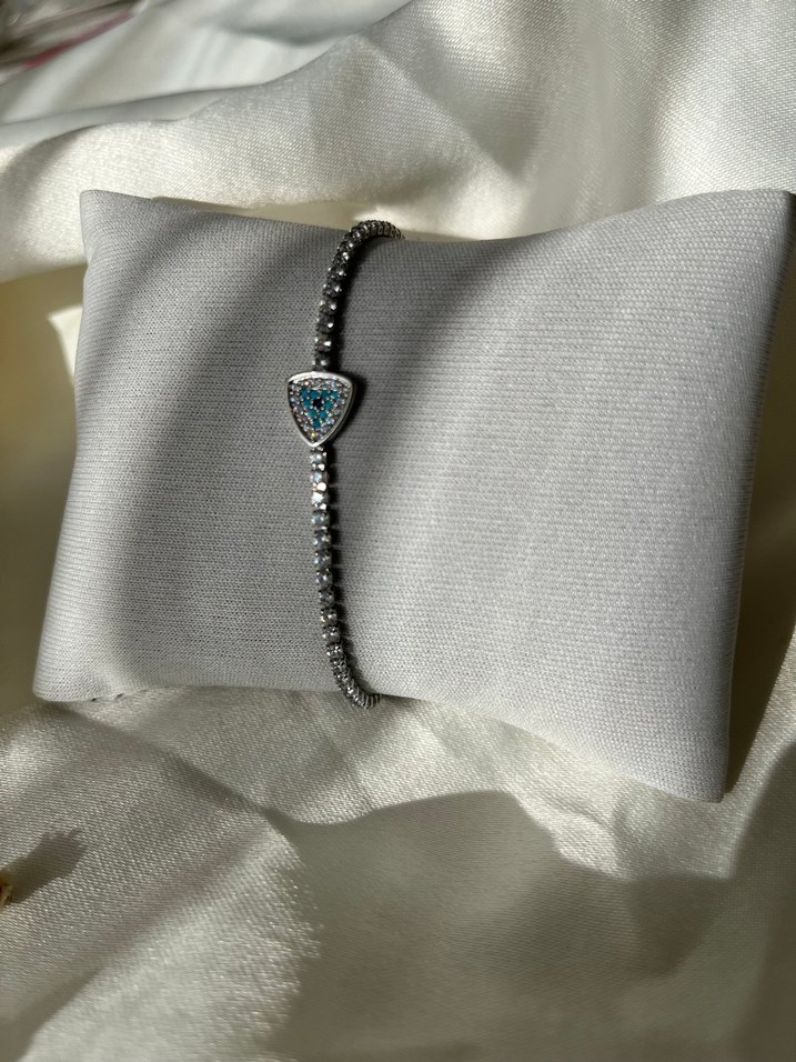 Turkuaz Taşlı Minimalist Bileklik - Görsel 2