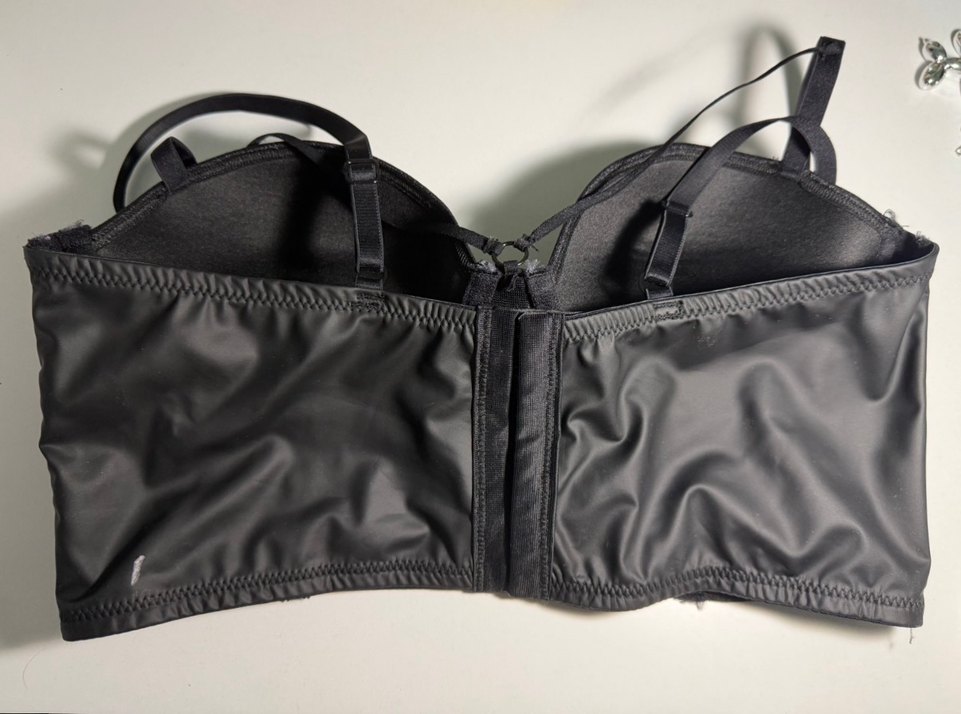 Kadın Siyah Deri Strappy Bustier - Görsel 2