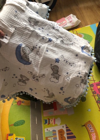 Gri Nakışlı Çocuk Uyku Örtüsü ve yastığı - Görsel 3