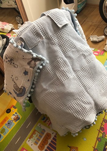 Gri Nakışlı Çocuk Uyku Örtüsü ve yastığı - Görsel 7