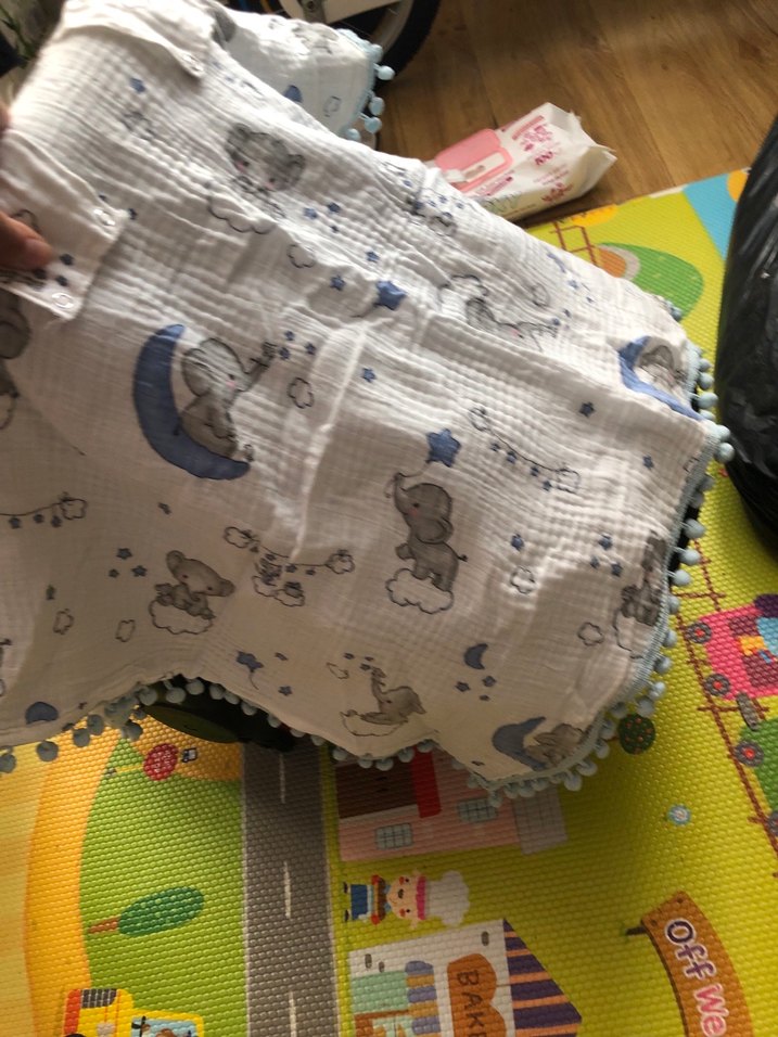 Gri Nakışlı Çocuk Uyku Örtüsü ve yastığı - Görsel 3