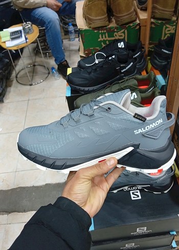 Salamon Gri Erkek Spor Ayakkabı Velcro Bağcıklı - Görsel 2