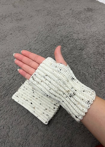 Renkli Noktalı Gri Örgü Kadın Eldiveni - Görsel 6