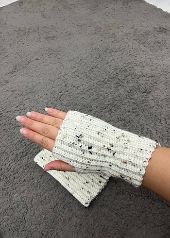 Renkli Noktalı Gri Örgü Kadın Eldiveni - Görsel 5